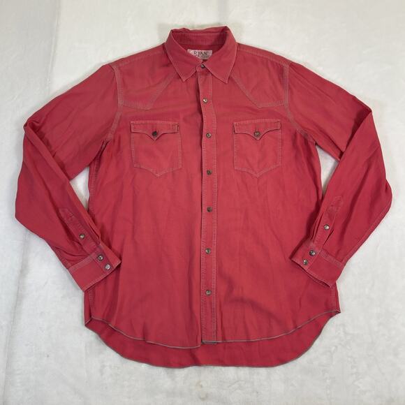 Ryan Michael Shirt Mens Large Coral Pink Silk Blend Western Cowboy Long Sleeve - Picture 1 of 13